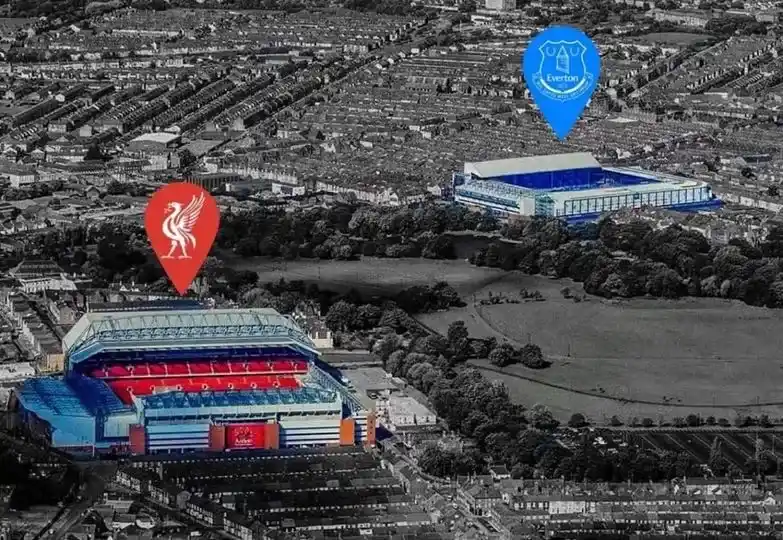 Anfield en Goodison Park Engelse voetbalstadions