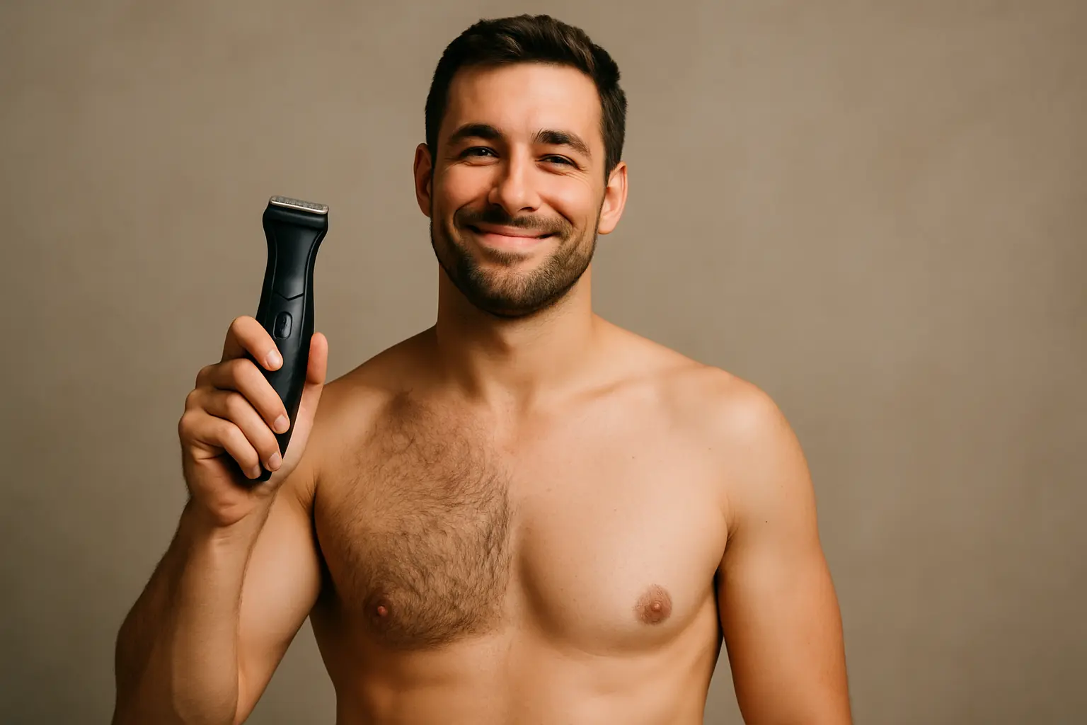 Man blij met z'n bodygroomer
