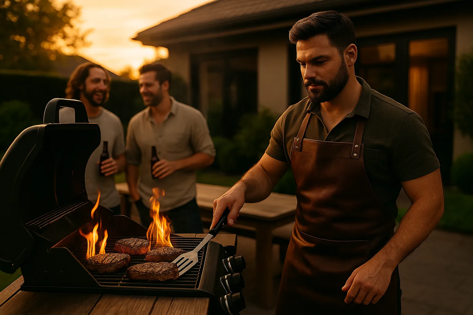 Man bij beste gasbbq