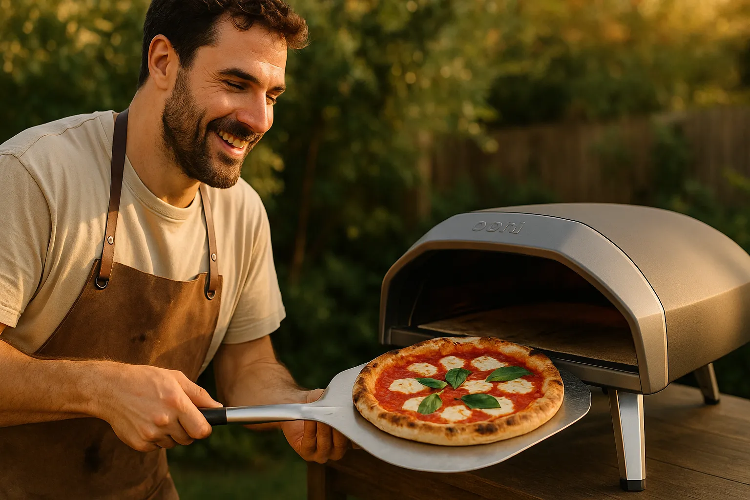 Man bij beste pizza oven