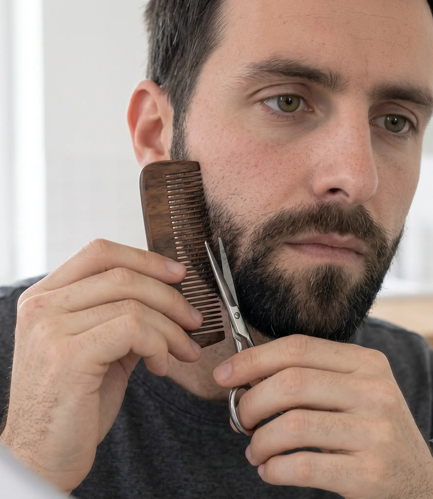 Man knipt details baard