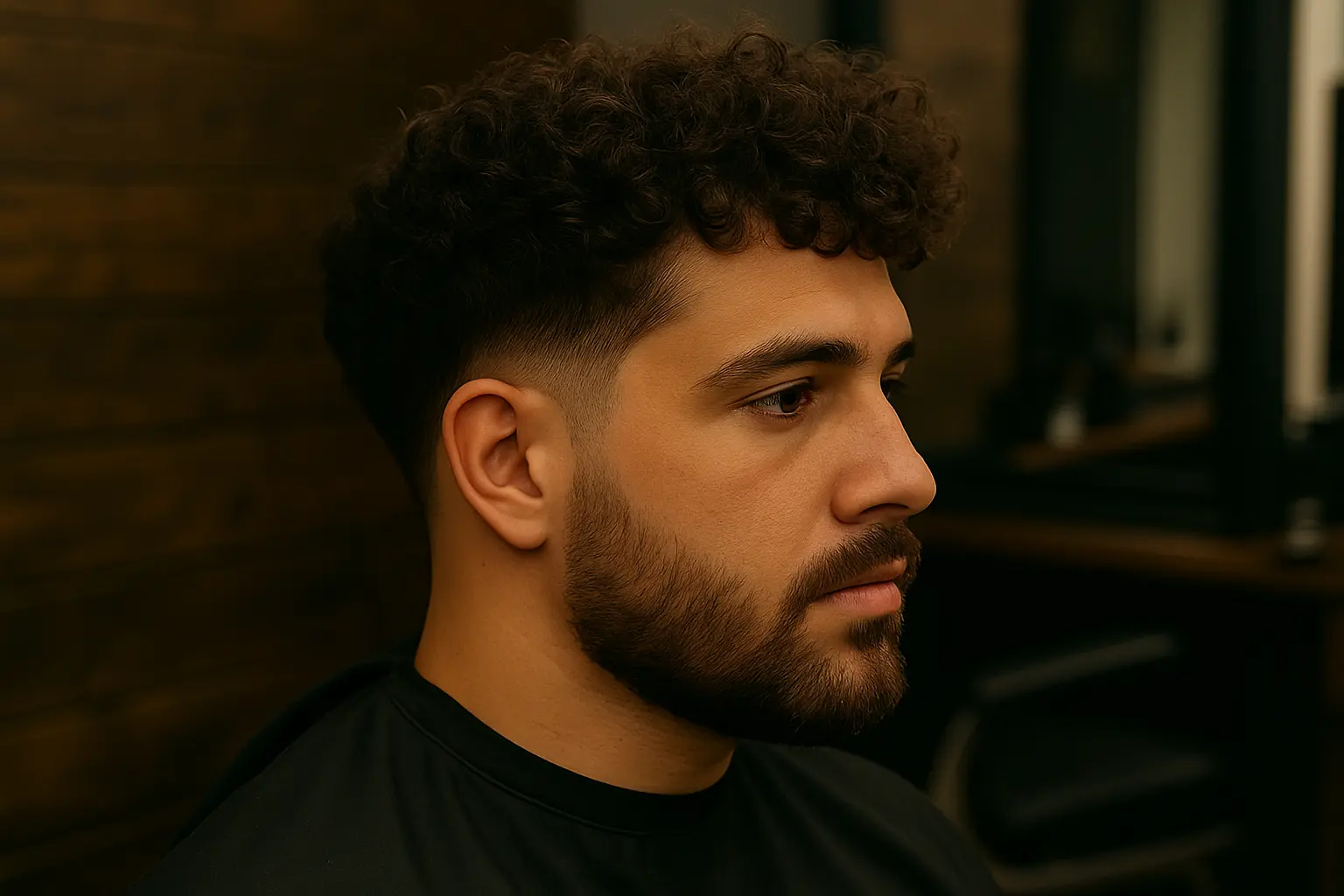 Taper fade met krullen