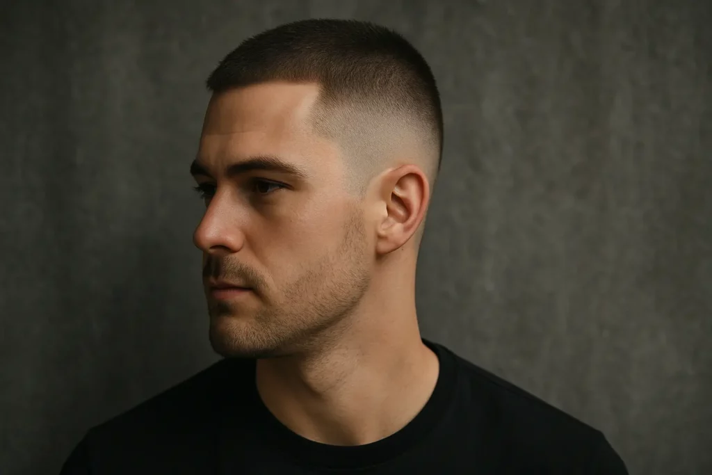 Man met buzzcut met fade