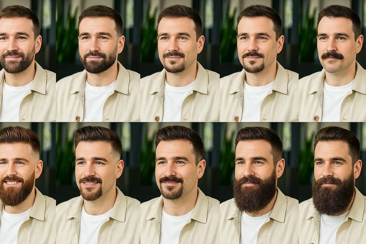 10 populaire baardstijlen naast elkaar