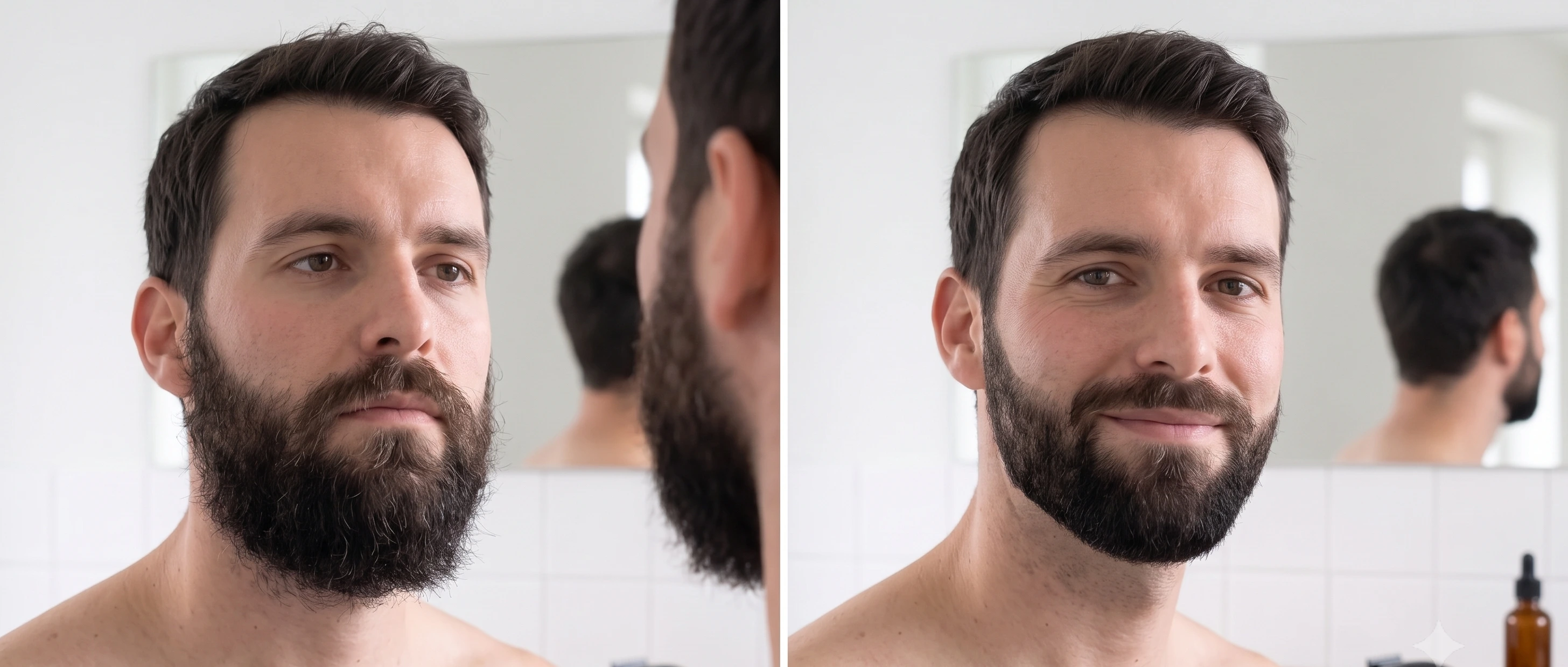 Baard zelf trimmen before en after